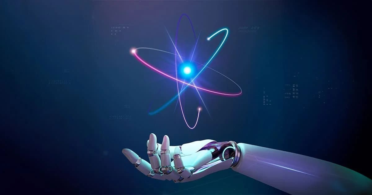 AI arms race concept with data centers, chips, satellites and humanoid robots framing US-China competition