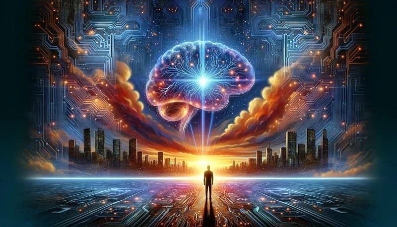 AI infrastructure buildout with data centers, nuclear power plants, and factory robots powering the 2026 surge