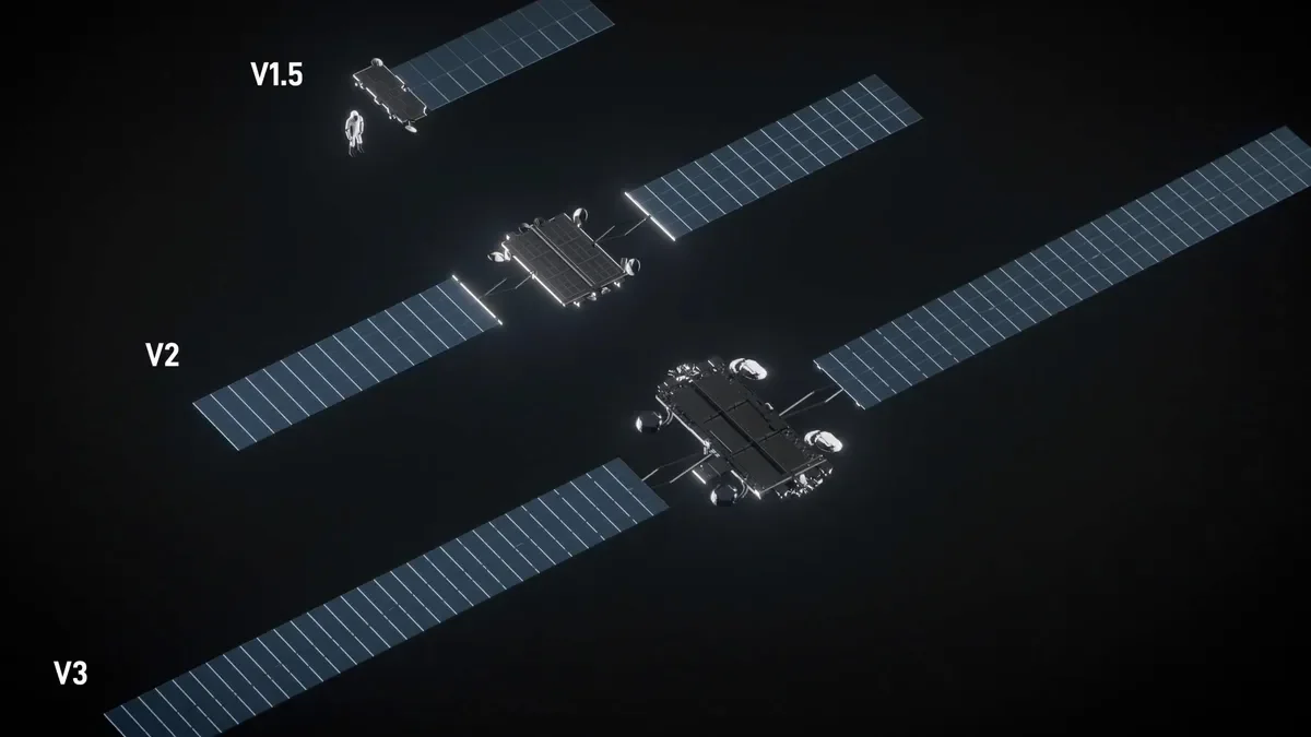 SpaceX orbital AI compute satellite with large solar arrays and radiators hosting GPU racks in low Earth orbit
